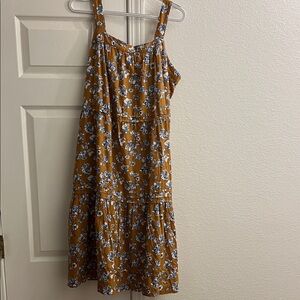 Pact Brown and Blue Floral long/Midi dress